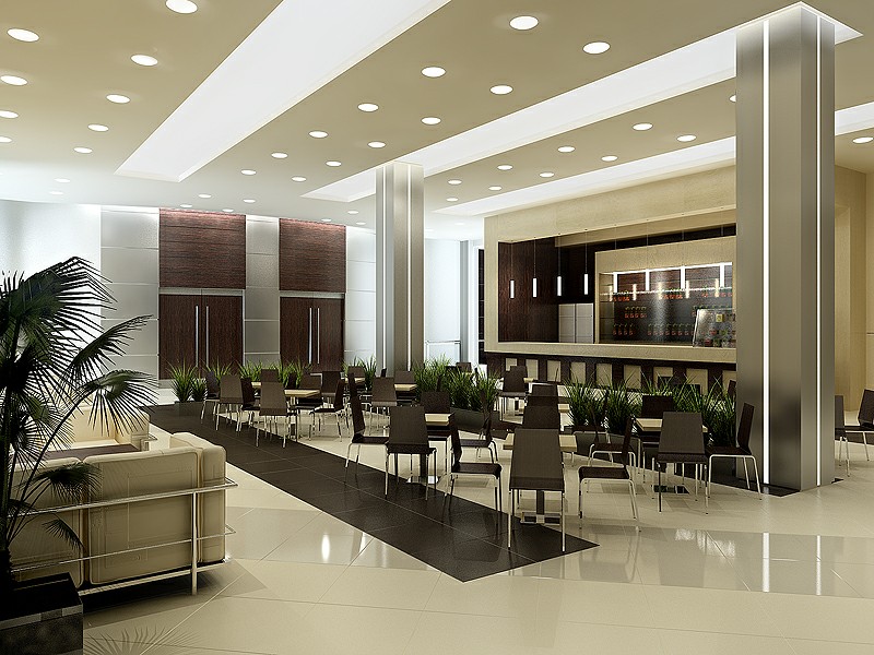 Дизайн интерьера кафе в офисном центре