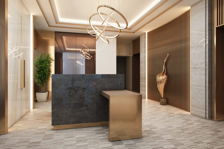 Природные тона в интерьере офисного холла
