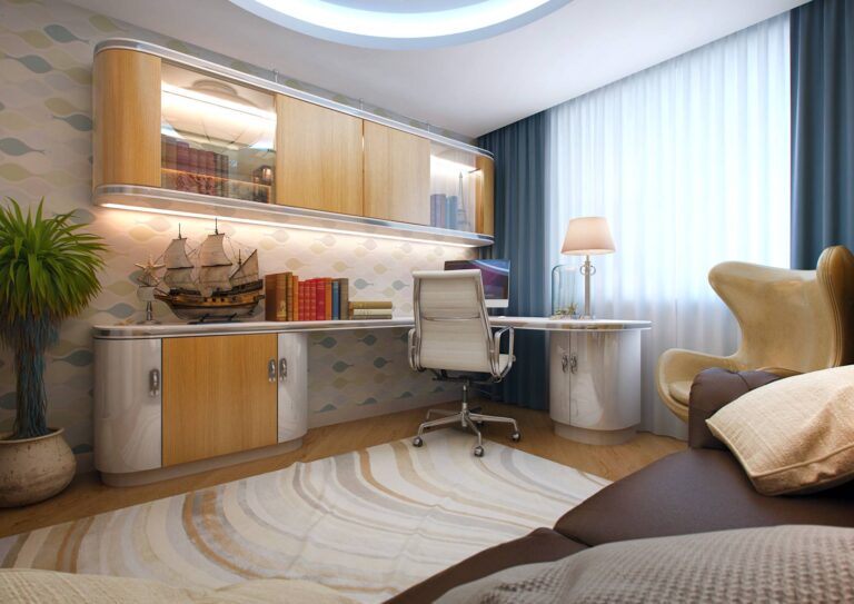 Интерьер детской комнаты с радиусной мебелью