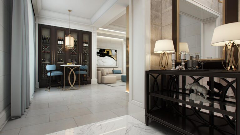 Встроенный шкаф в дизайне бара