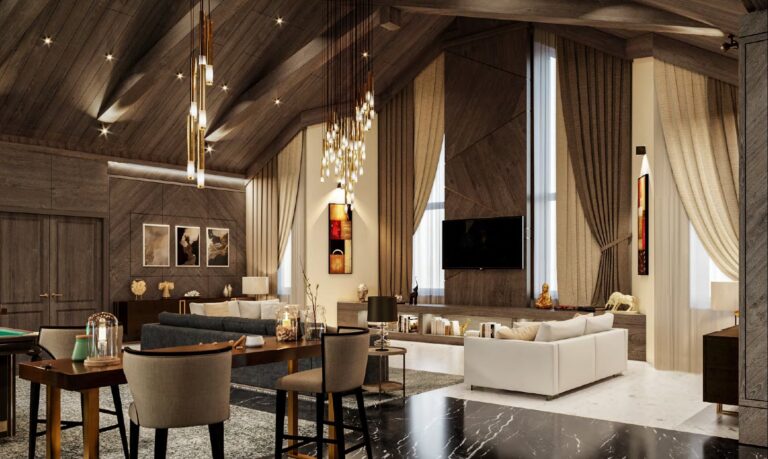 Элитный интерьер дома с большой зоной отдыха