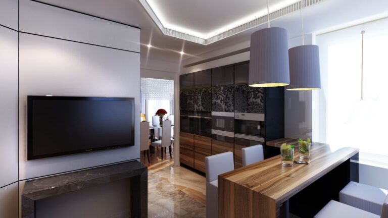 Черно-коричневые тона в декоративном интерьере современной кухни