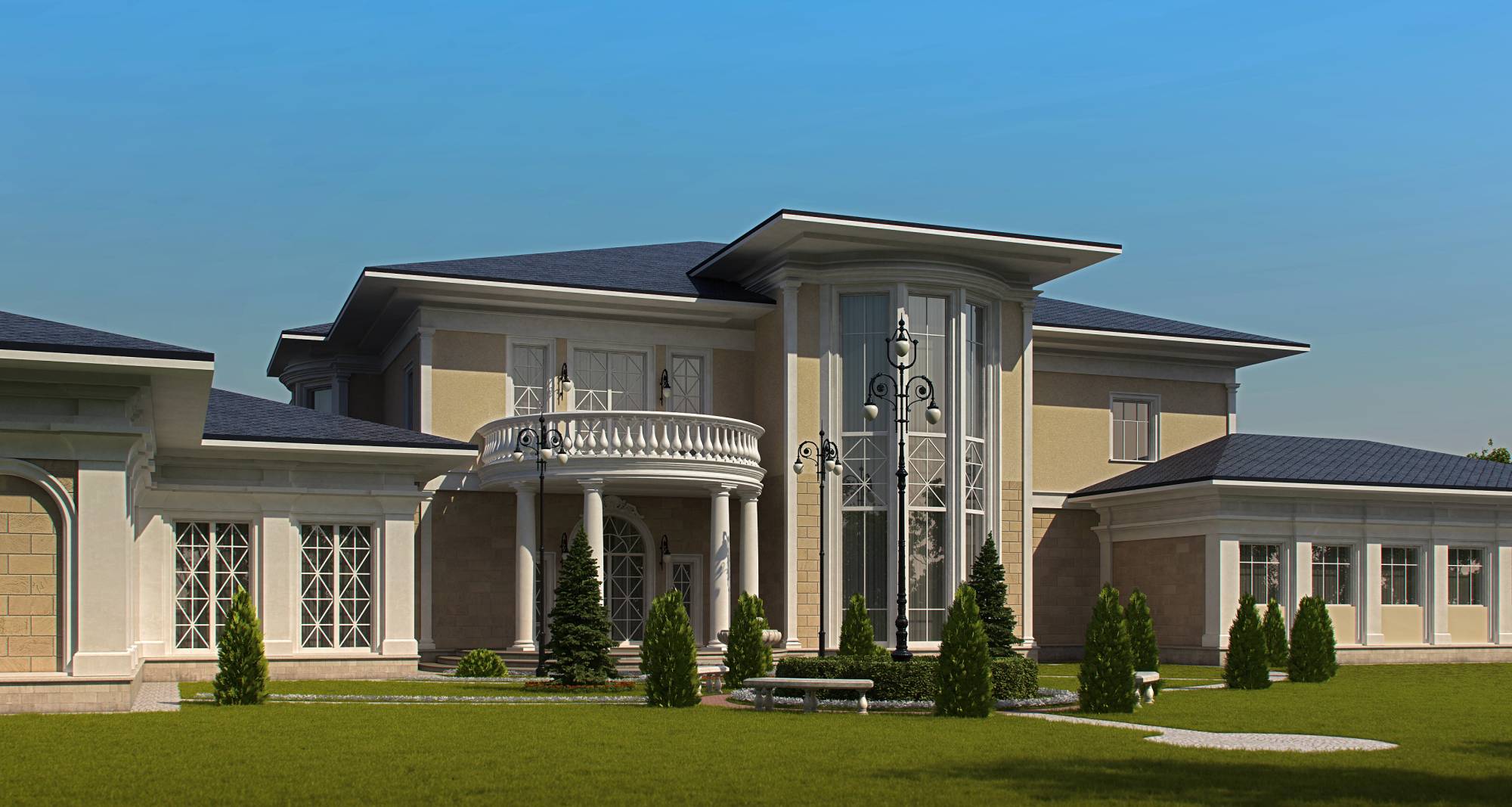 Классические фасады коттеджа