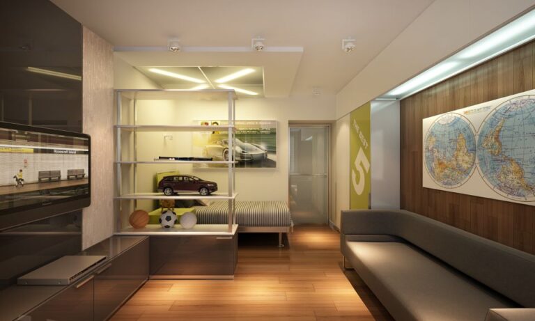 Детская для подросшего ребенка с мебелью в коричневых оттенках