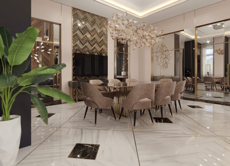 Золотой декор мебели на кухне