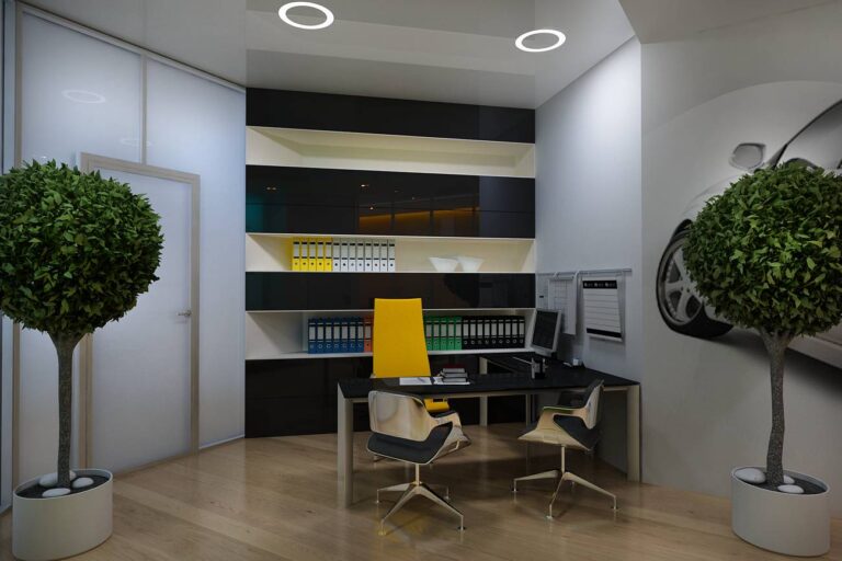 Черно-белый цвет в дизайне кабинета руководителя