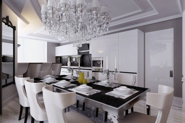 Фото совмещенных столовой и кухни