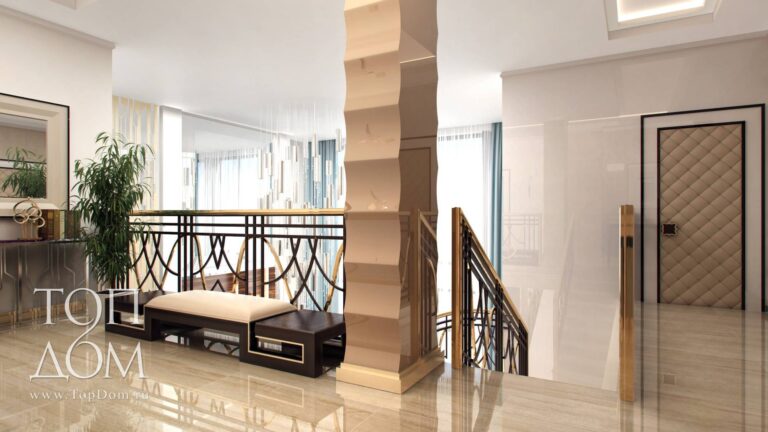 Оформление дизайна светло-коричневого холла