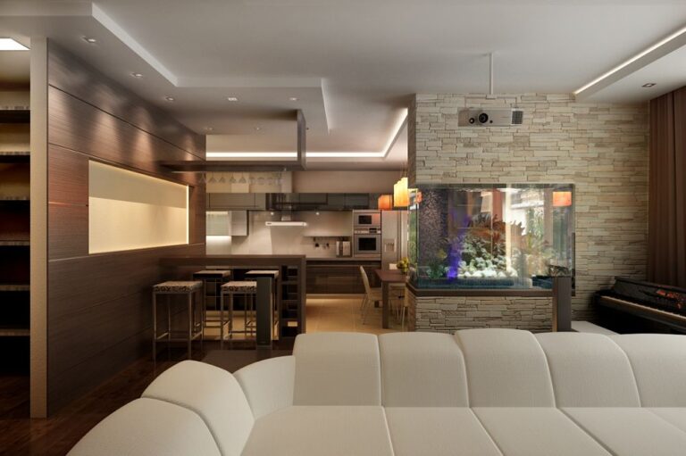 Барная стойка в зонировании интерьера кухни