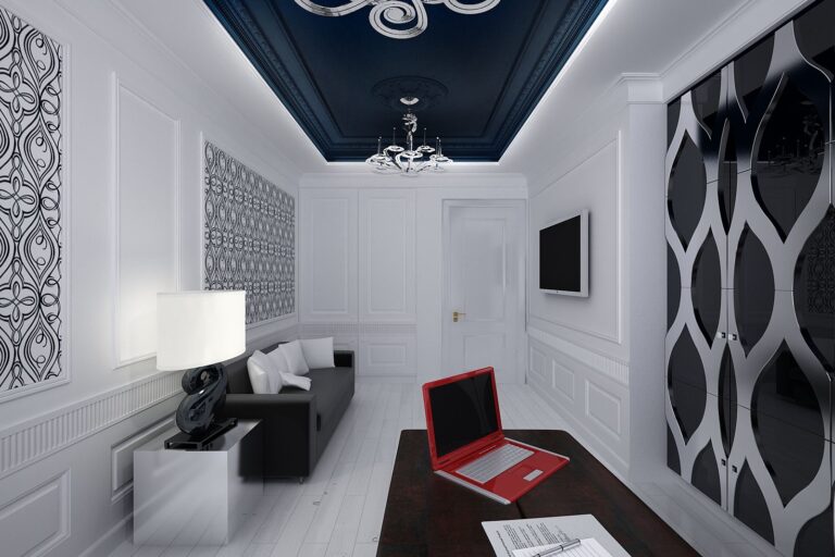 Оформление кабинета в черно-белых тонах