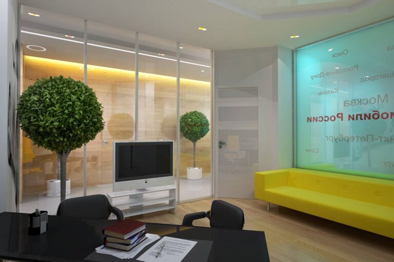 Фото интерьера кабинета в офисе в ярком тоне