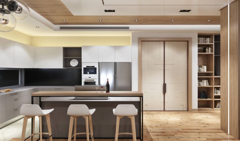 Кухня с компактной барной стойкой