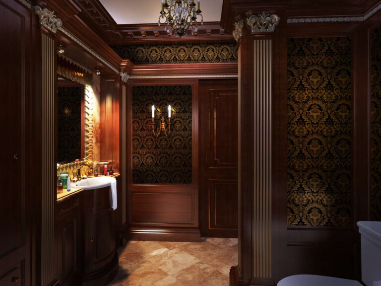 Деревянные панели в дизайне интерьера туалета в доме