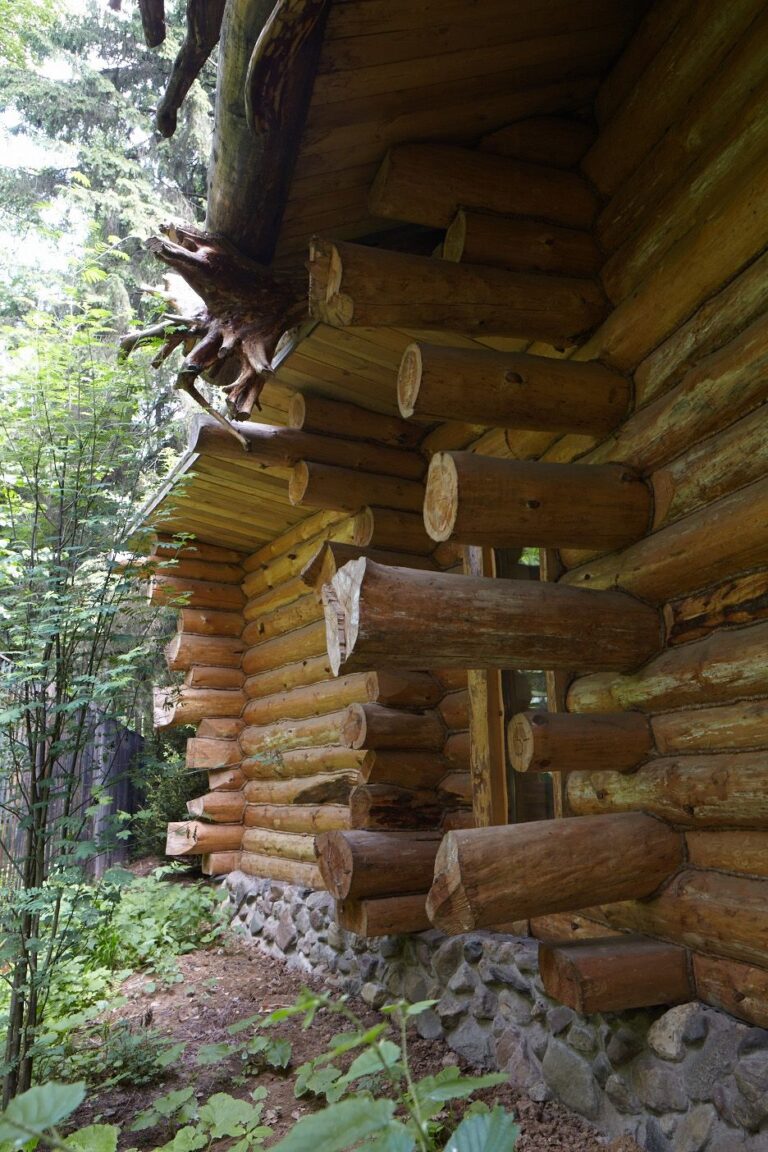 Бревенчатый фасад деревянного дома