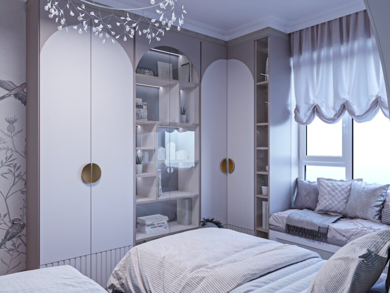 Интерьер детской с большим угловым шкафом