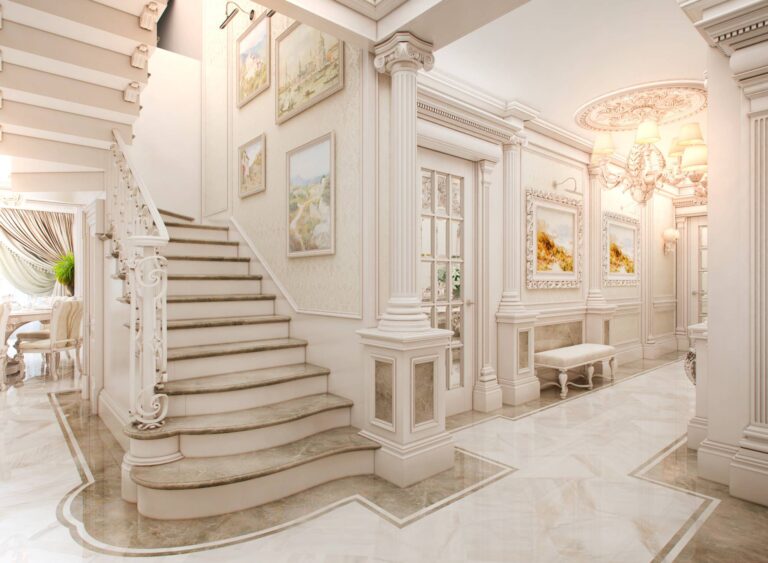 Интерьер квартиры с красивой лестницей