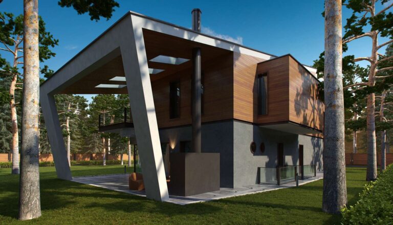 Открытая терраса с бокового фасада дома