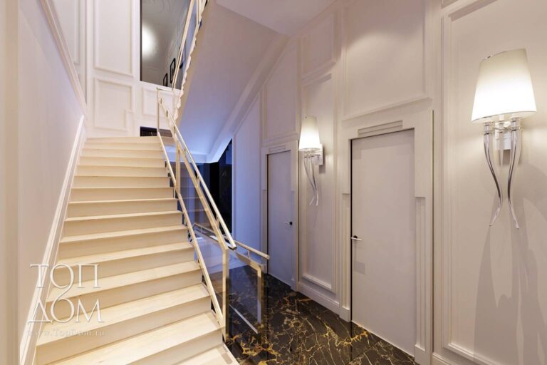 Фото дизайна лестницы на 2-й этаж дома