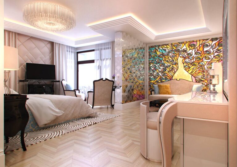 Фото дизайна просторной спальни