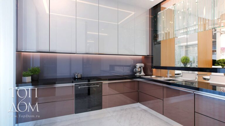 Фото современной кухни в интерьере таунхаусе