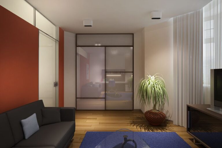 Дизайн комнаты отдыха со стеклянными вставками