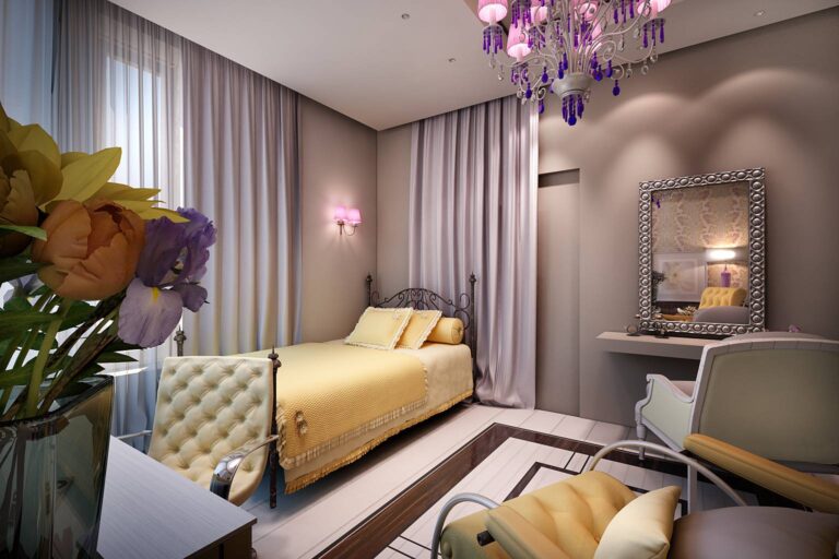 Дизайн детской в желто-розовых тонах