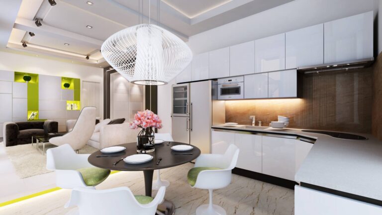 Фото стильной белой кухни