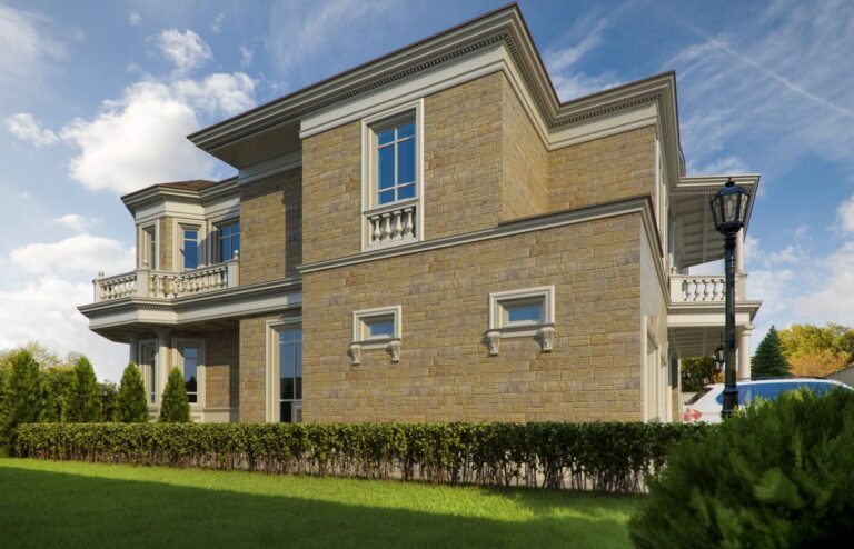 Оформление левого фасада дома