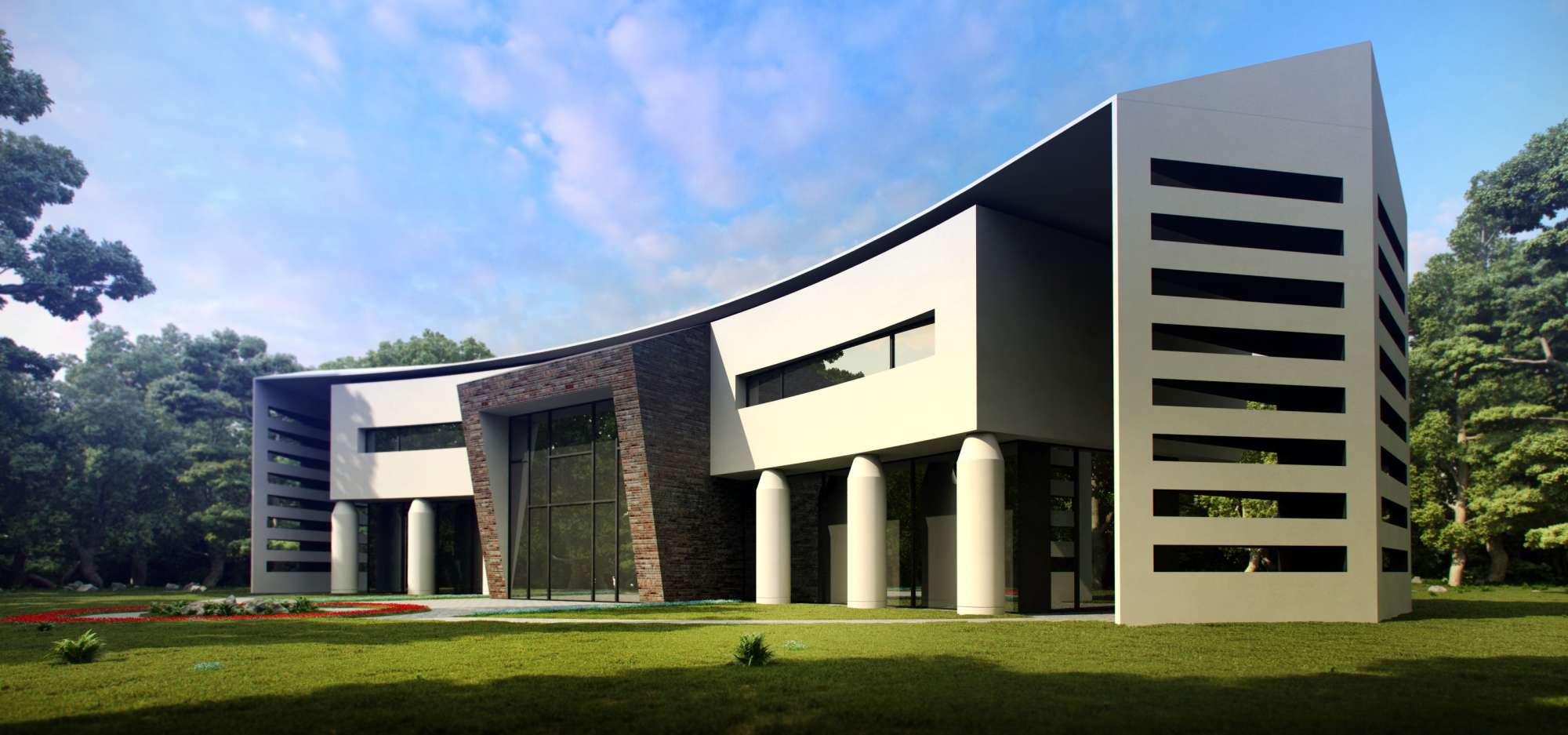 Фасад дома в стиле минимализма