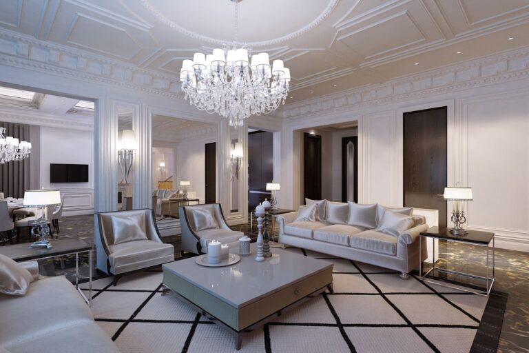 Мягкая мебель светлых тонов в интерьере гостиной