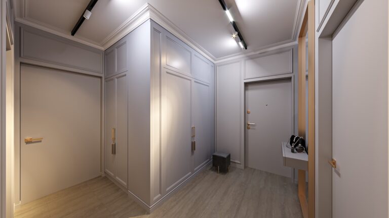 Интерьер прихожей со шкафами