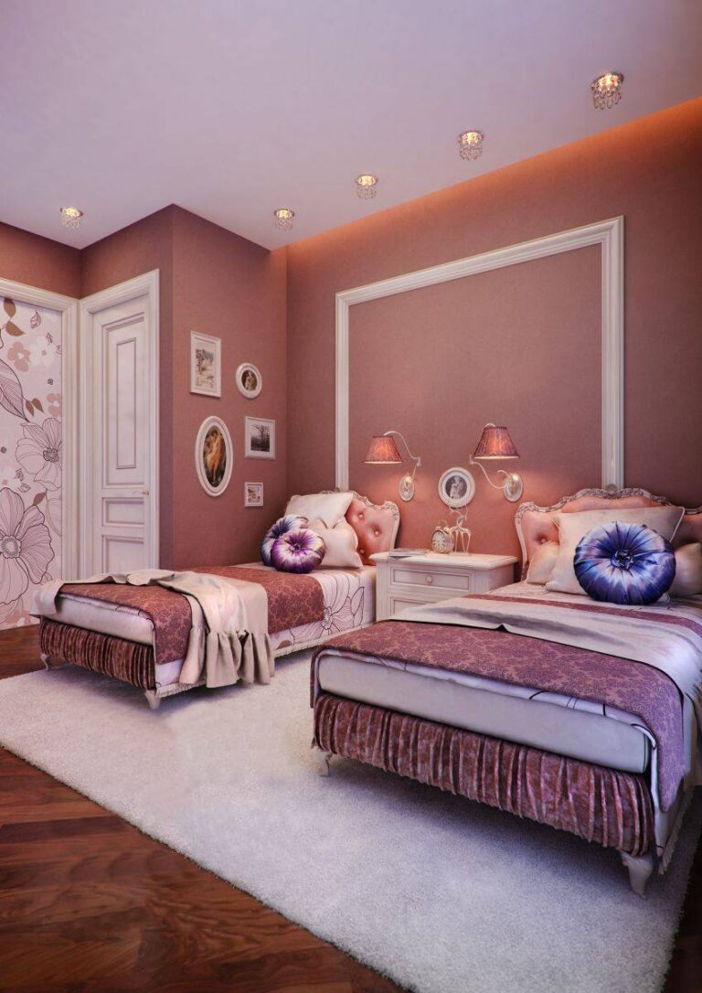 Карминные оттенки в утонченном дизайне спальни