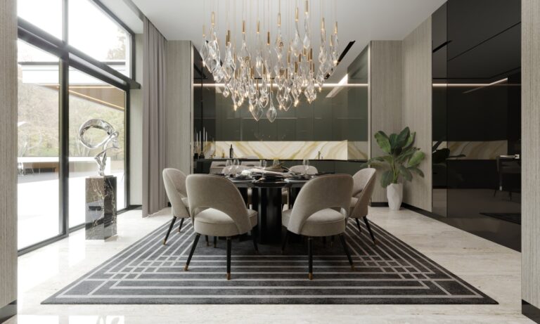 Дизайн кухни дома в серо-бежевых тонах