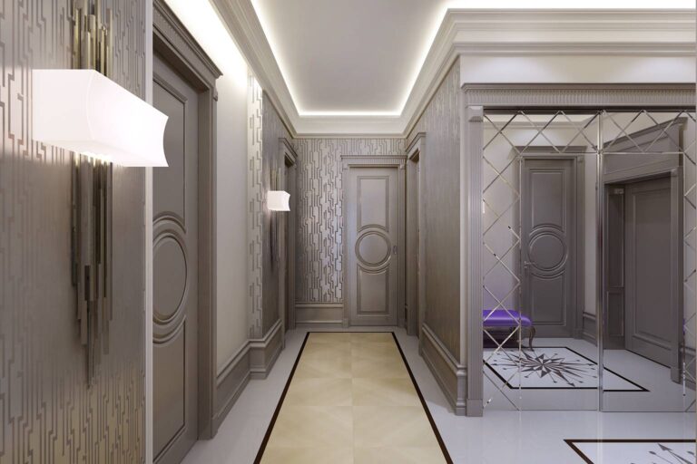 Сиреневый акцент в бежевом интерьере