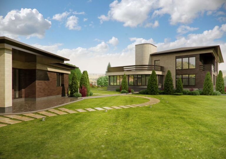 Зеркала и округлые формы в дизайне двухэтажного коттеджа