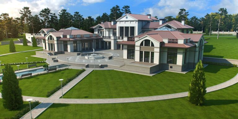 Ландшафтное оформление участка и общий вид дома