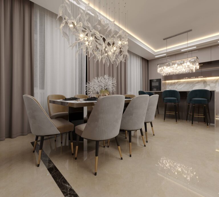 Дизайн кухни-столовой в квартире в новом доме