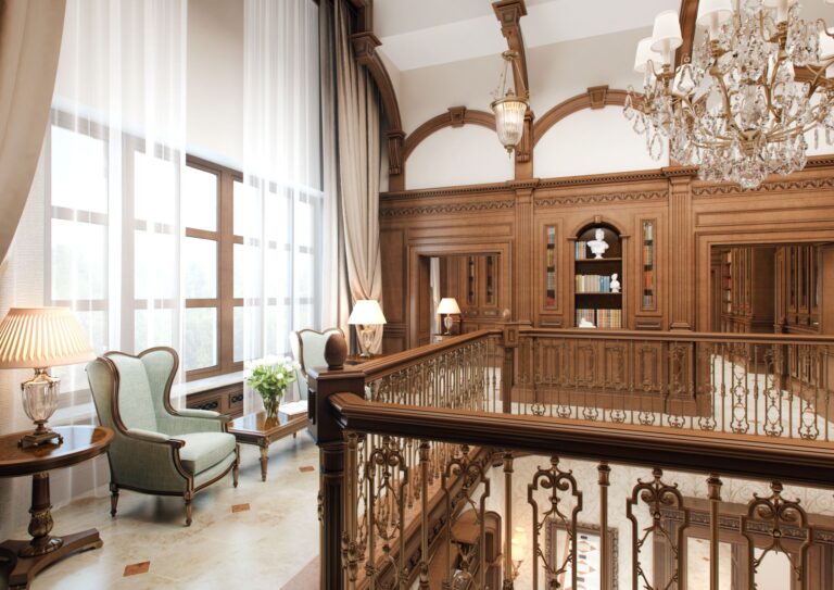 Панорамные окна и светло-зеленые кресла в обустройстве зоны отдыха