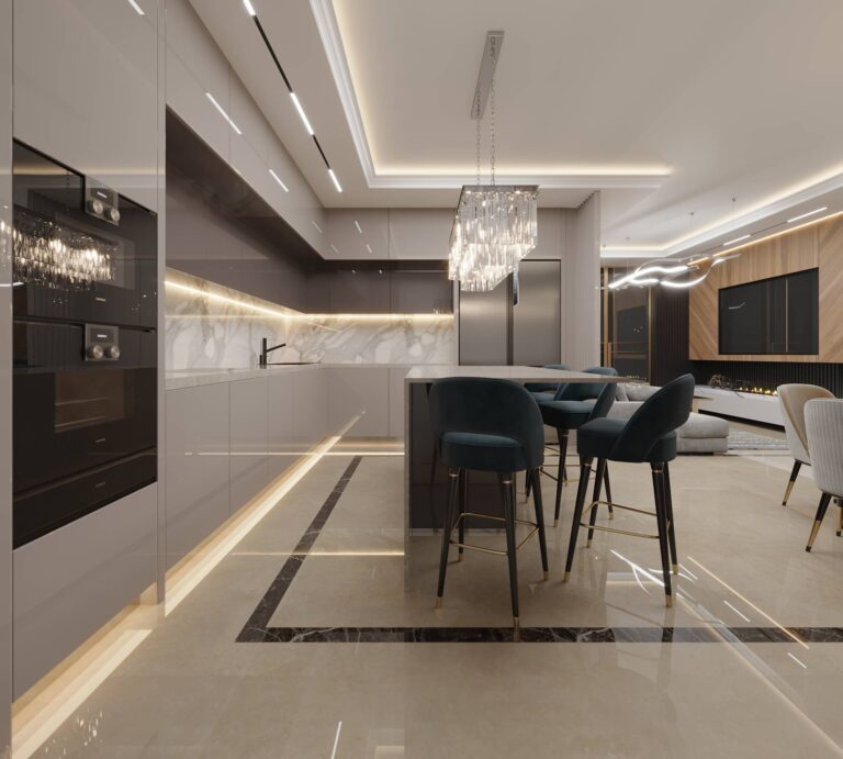 Оформление кухни с совмещенной гостиной комнатой