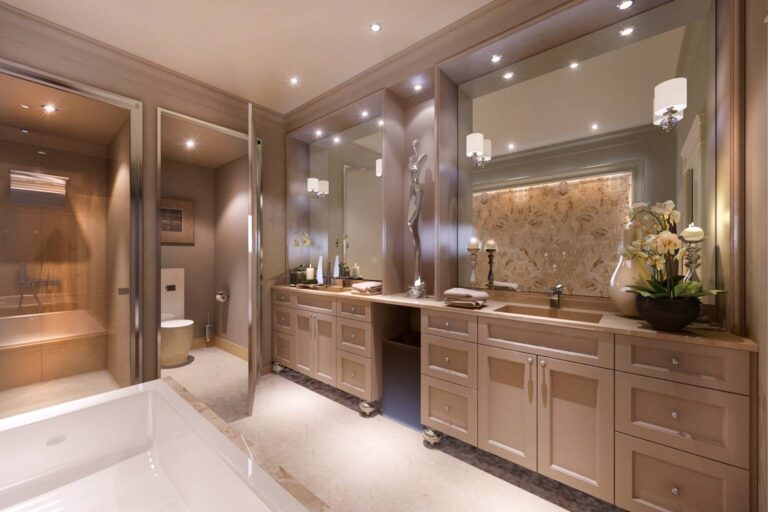 Две раковины с зеркалами в дизайне ванной комнаты