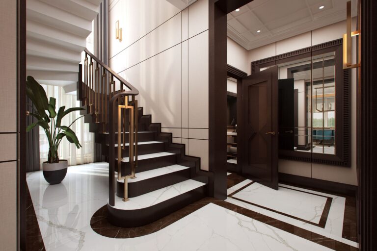 Оформление лестницы и холла