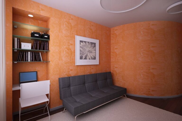 Небольшая оранжевая детская комната – фото