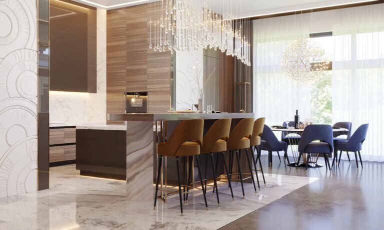 Дизайн кухни с высокими потолками