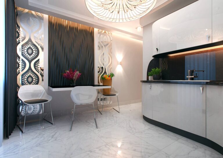 Контрастные цвета в интерьере кухни