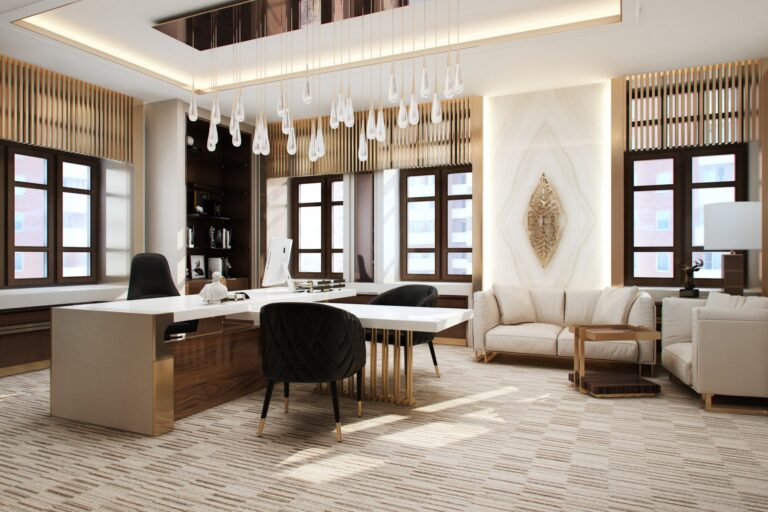 Интерьер кабинета в нейтральном цвете