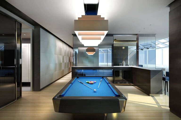Дизайна интерьера бильярдной с барной стойкой – фото