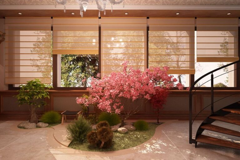 Карликовые растения в восточном стиле в оформлении комнаты