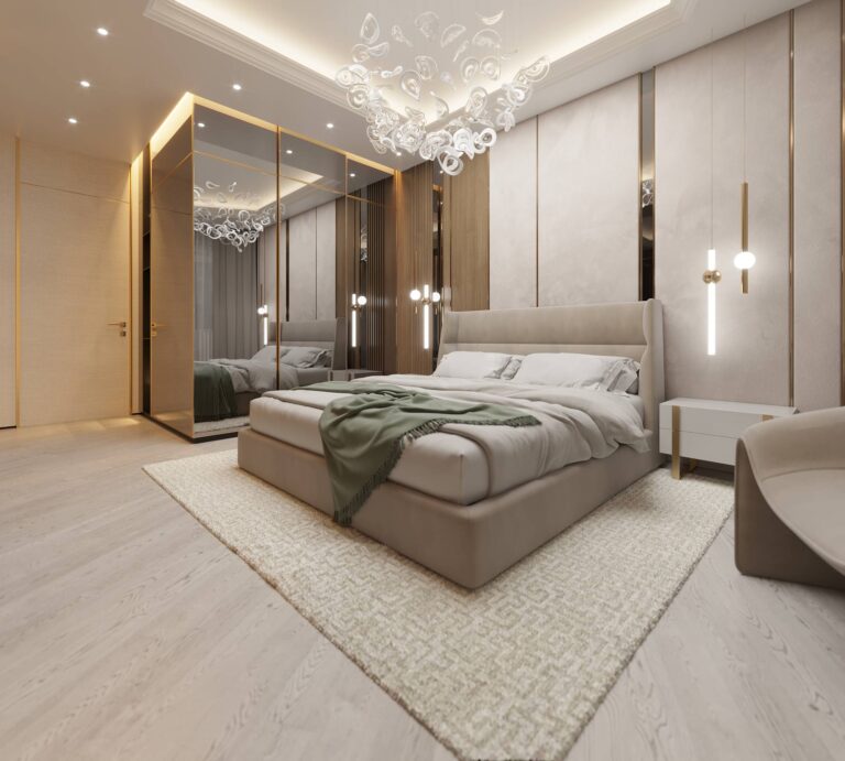 Кремово-бежевые цвета в дизайне спальни