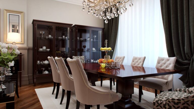 Две витрины в оформлении интерьера обеденной зоны