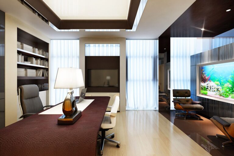 Аквариум в дизайн интерьера кабинета руководителя